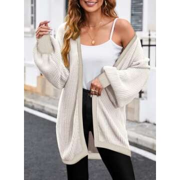 Dokotoo Lightweight Fall Cardigan for Women Womens Fall Fashion 2023 Clothes Oversized Long Sleeve Chunky Women's Cardigans Crochet Knit Women Cardigan Tops Dressy Folklore Cardigan Light Cardigan