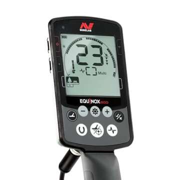 MINELAB Equinox 600 Multi-Frequency Waterproof Metal Detector for Adults with 11” Double-D Smart Coil & Wire Headphones (Option for 3 Single Frequencies, 3 Detect Modes)