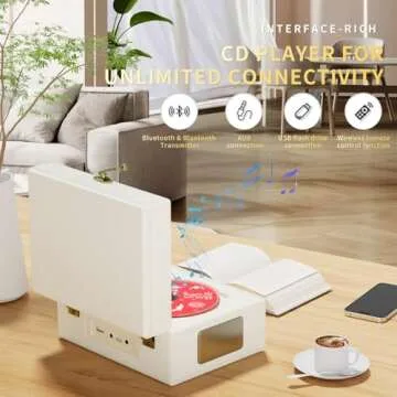 Yintiny Rechargeable Leather CD Player with Speakers; Bluetooth Transmitter; Festival Gift; BGM Play...