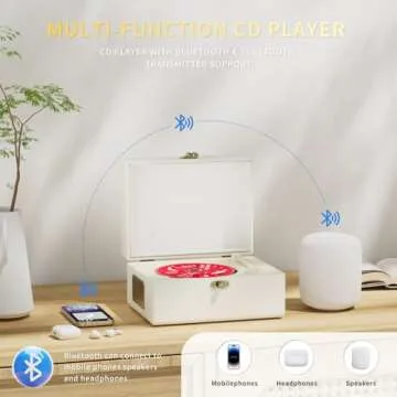 Yintiny Rechargeable Leather CD Player with Speakers; Bluetooth Transmitter; Festival Gift; BGM Player for Home Decor