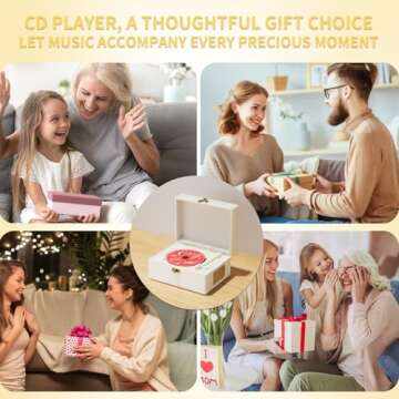 Yintiny Rechargeable Leather CD Player with Speakers; Bluetooth Transmitter; Festival Gift; BGM Player for Home Decor