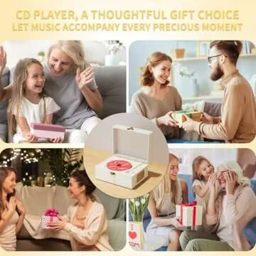 Yintiny Rechargeable Leather CD Player with Speakers; Bluetooth Transmitter; Festival Gift; BGM Player for Home Decor