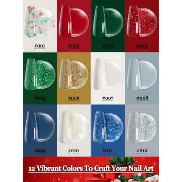 EBANKU Gel Nail Polish Kit, 12 Colors Gel Polish Kit Red Green Gel Polish Glitter Blue Silver Gel Po...