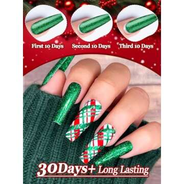 EBANKU Gel Nail Polish Kit, 12 Colors Gel Polish Kit Red Green Gel Polish Glitter Blue Silver Gel Polish Set Christmas Nail Polish Kit DIY Manicure Set For Holiday Nail Art Decoration