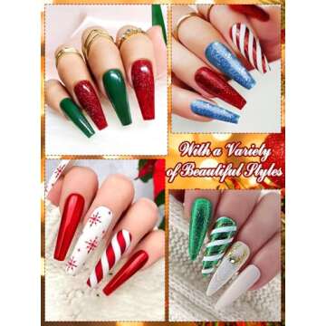 EBANKU Gel Nail Polish Kit, 12 Colors Gel Polish Kit Red Green Gel Polish Glitter Blue Silver Gel Polish Set Christmas Nail Polish Kit DIY Manicure Set For Holiday Nail Art Decoration