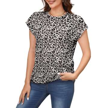 Womens Shirts Boho Casual Blouses for Womens Summer Tops Short Sleeve Tee Leopard 2XL