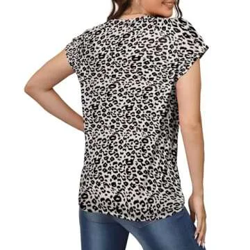 Womens Shirts Boho Casual Blouses for Womens Summer Tops Short Sleeve Tee Leopard 2XL