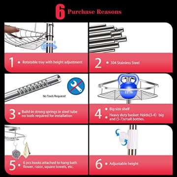 LI LIBZAKI Rustproof Shower Caddy - Adjustable & Durable