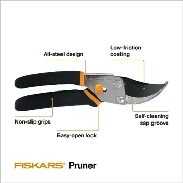 Fiskars Bypass Pruning Shears Sharp Rust-Resistant Garden Tool