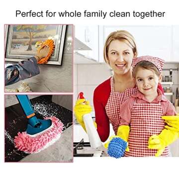 Yueiehe 5 Pairs (10 Pieces) Multi-Function Dust Duster Mop Slippers Shoes Cover, Soft Washable Reusable Microfiber Foot Socks Floor Cleaning Tools Shoe Cover