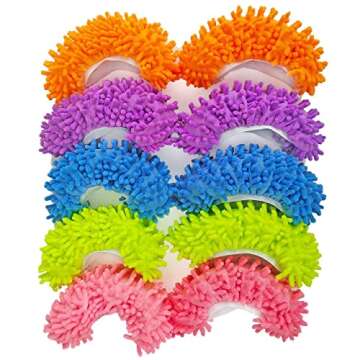 Yueiehe 5 Pairs (10 Pieces) Multi-Function Dust Duster Mop Slippers Shoes Cover, Soft Washable Reusable Microfiber Foot Socks Floor Cleaning Tools Shoe Cover