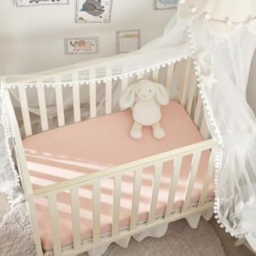 TILLYOU Mini Crib Fitted Sheets - Soft & Snug Fit for Baby