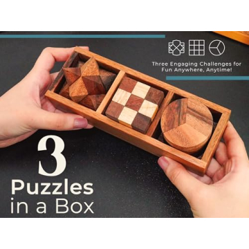BSIRI Wooden Puzzle Set - Brain Teasers for All Ages