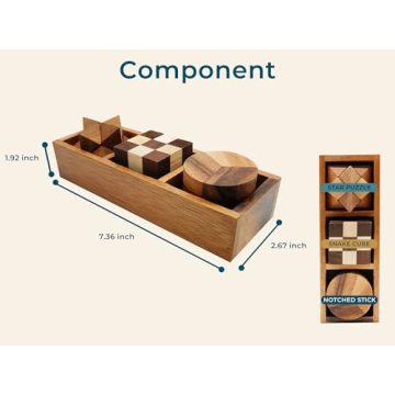 BSIRI Wooden Puzzle Set - Brain Teasers for All Ages
