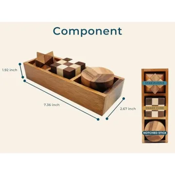 BSIRI Wooden Puzzle Set - Brain Teasers for All Ages