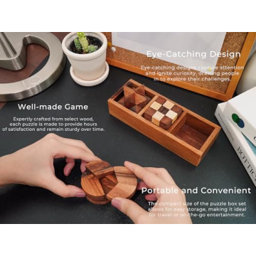 BSIRI Wooden Puzzle Set - Brain Teasers for All Ages