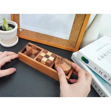 BSIRI Wooden Puzzle Set - Brain Teasers for All Ages