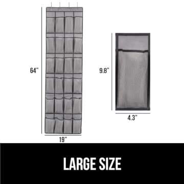 Gorilla Grip Over the Door Shoe Organizer, 2 Pack, 24 Breathable Mesh Pockets, Space Saving Hanging Storage Holder, Closet Rack Hanger Holds Up to 40 lbs, Hangs on Closets, Shoes, Accessories, Gray