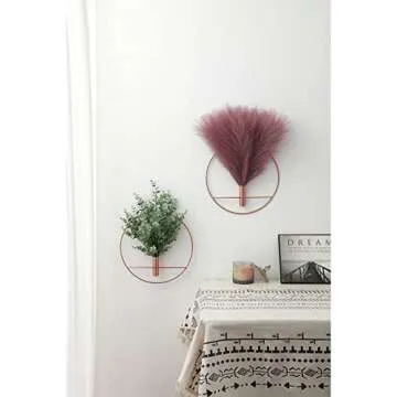 Pretty Jolly Wall Decor, Wall Metal vase Decoration Holder, Wall-Mounted Artificial Flowers, Golden Wall Decor Fake Eucalyptus 2 Pack, Wall Art Artificial Greenery, Farmhouse, Boho