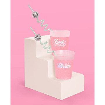 xo, Fetti Disco Ball Reusable Straws - 16 pc Party Supplies