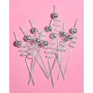xo, Fetti Disco Ball Reusable Straws - 16 pc Party Supplies