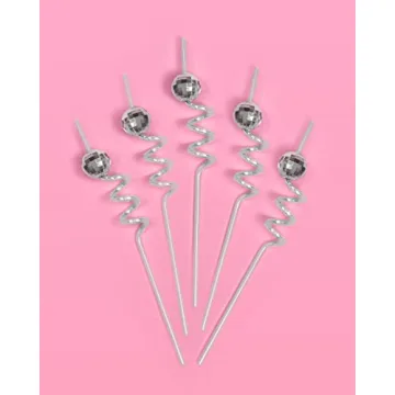 xo, Fetti Disco Ball Reusable Straws - 16 pc Party Supplies