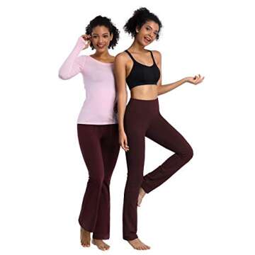 BUBBLELIME 29"/31"/33"/35" 4 Styles Women's Straight Legs Yoga Pants Tummy Control - Straight Leg_Mahoganymaroon M_37" Inseam