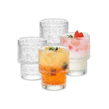 SoulTimes Vintage Glass Cups Set - Elegant Drinkware