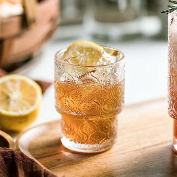 SoulTimes Vintage Glass Cups Set - Elegant Drinkware