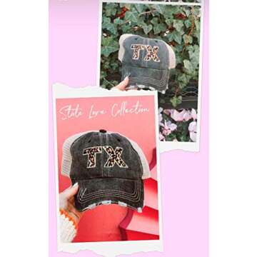 KATYDID Texas Baseball Hat - Trucker Hat for Women - Stylish Cute Baseball Cap (Black Leopard)