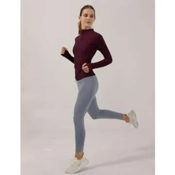 Locachy Women's Slim Fit Full Zip Athletic Running Sports Workout Jacket with Pockets Style 02 Burgundy M