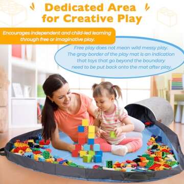 SAM AND MABEL XXL Toy Storage Organizer with Play Mat – 15" x 15" x 16" Storage Bin for Kids Playr...