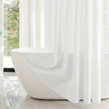 YISURE Cotton Extra Long Fabric 84 Inch Off White Linen Textured Heavy Duty Shower Curtain for Bathr...