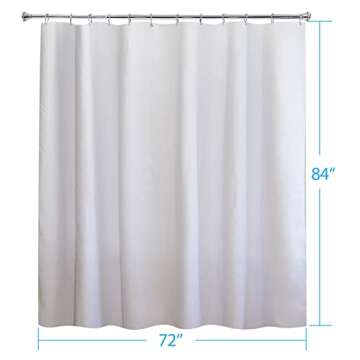 YISURE Cotton Extra Long Fabric 84 Inch Off White Linen Textured Heavy Duty Shower Curtain for Bathroom Hotel Luxury Washable,72''x84''