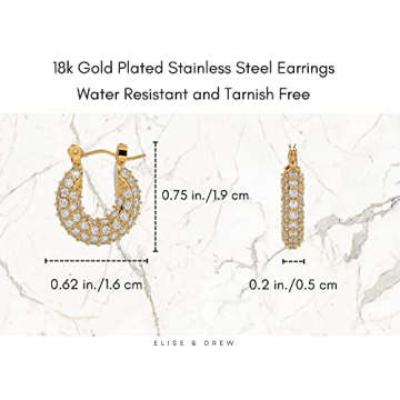 Stylish ELISE & DREW 18k Gold Plated Hoop Earrings