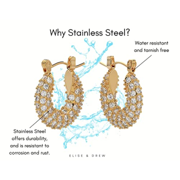 Stylish ELISE & DREW 18k Gold Plated Hoop Earrings