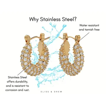 Stylish ELISE & DREW 18k Gold Plated Hoop Earrings