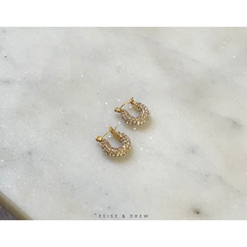 Stylish ELISE & DREW 18k Gold Plated Hoop Earrings