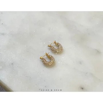 Stylish ELISE & DREW 18k Gold Plated Hoop Earrings