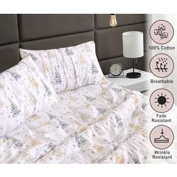 RUVANTI Flannel Sheets Twin Size - 100% Cotton Double Brushed Twin Sheets Set, Deep Pockets 16 Inches, All Seasons Breathable & Extra Soft Bed Sheets, Warm & Cozy, 3 Piece, Christmas Tree