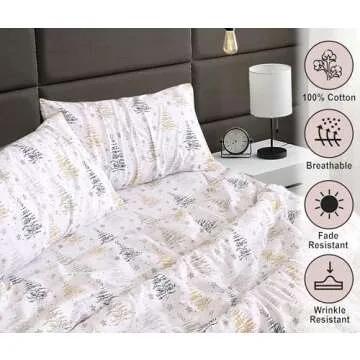 RUVANTI Flannel Sheets Twin Size - 100% Cotton Double Brushed Twin Sheets Set, Deep Pockets 16 Inches, All Seasons Breathable & Extra Soft Bed Sheets, Warm & Cozy, 3 Piece, Christmas Tree