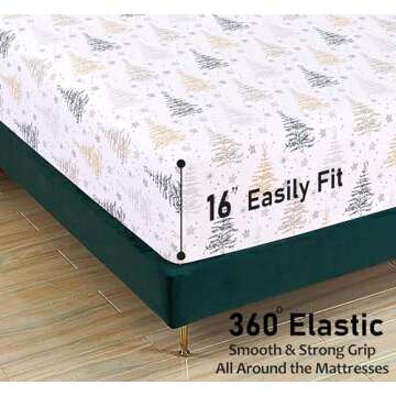 RUVANTI Flannel Sheets Twin Size - 100% Cotton Double Brushed Twin Sheets Set, Deep Pockets 16 Inches, All Seasons Breathable & Extra Soft Bed Sheets, Warm & Cozy, 3 Piece, Christmas Tree