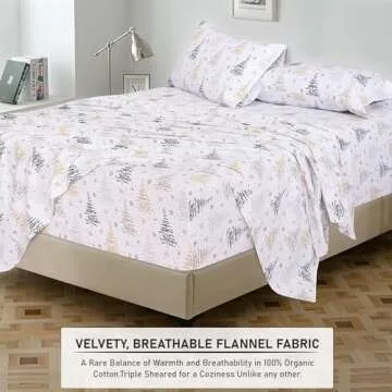 RUVANTI Flannel Sheets Twin Size - 100% Cotton Double Brushed Twin Sheets Set, Deep Pockets 16 Inches, All Seasons Breathable & Extra Soft Bed Sheets, Warm & Cozy, 3 Piece, Christmas Tree