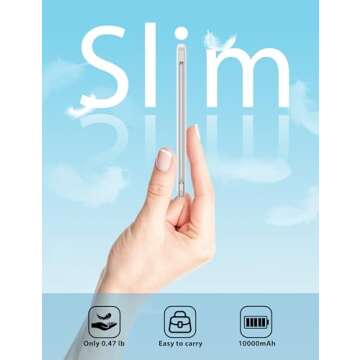 miisso 10000mAh Slim Portable Charger with Built in Cable, Power Bank Travel Charger External Batter...