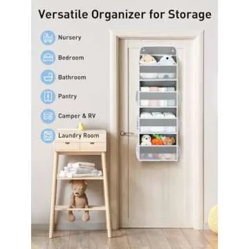 Yecaye 1 Pack Bathroom Organizers and Storage, 35.2lbs Load Toy Stuffed Animal Storage, Swing-proof Hanging Over the Door Organizer for Nursery Newborn Baby Essential Stuff