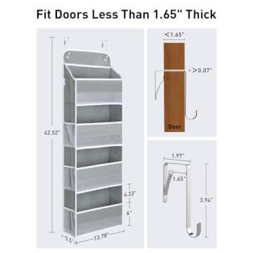 Yecaye 1 Pack Bathroom Organizers and Storage, 35.2lbs Load Toy Stuffed Animal Storage, Swing-proof Hanging Over the Door Organizer for Nursery Newborn Baby Essential Stuff