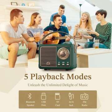 PRUNUS J-999 Retro Bluetooth Speaker,Vintage Decor,Mini Wireless Bluetooth Speaker,Cute Old Fashion ...