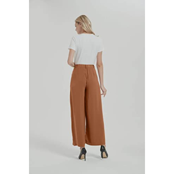 Tronjori Women High Waist Casual Palazzo Pants Trousers
