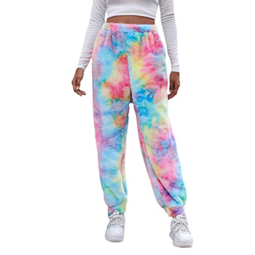 SweatyRocks Women's Stylish Elastic Waist Jogger Pants - Tie Dye Pink for Yoga and Casual Wear
