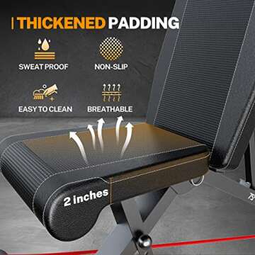 SpoxFit Adjustable Weight Bench, Full Body Workout Bench for Home Gym, Multi-Purpose Small Lightweight Bench Set with Exercise Accessories, 5 Sec Quick Folding Bench, Super Easy Assembly